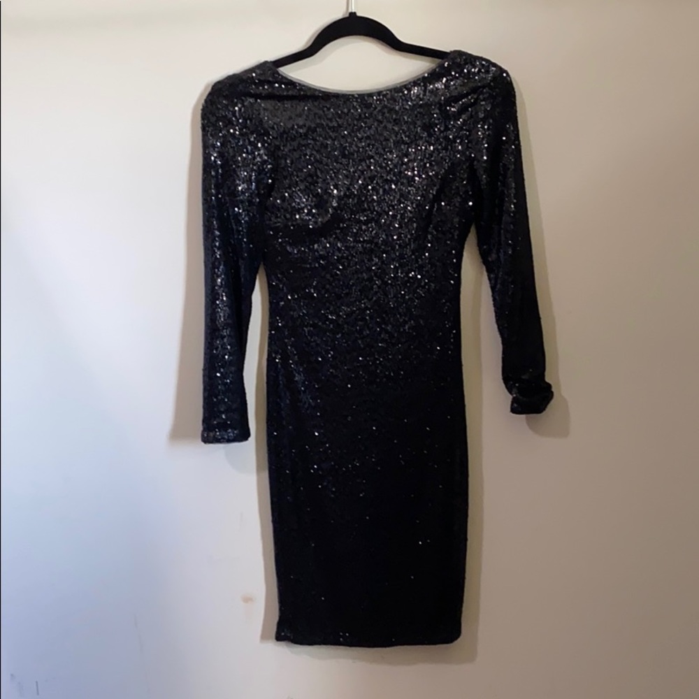 Plunging back sequin dress